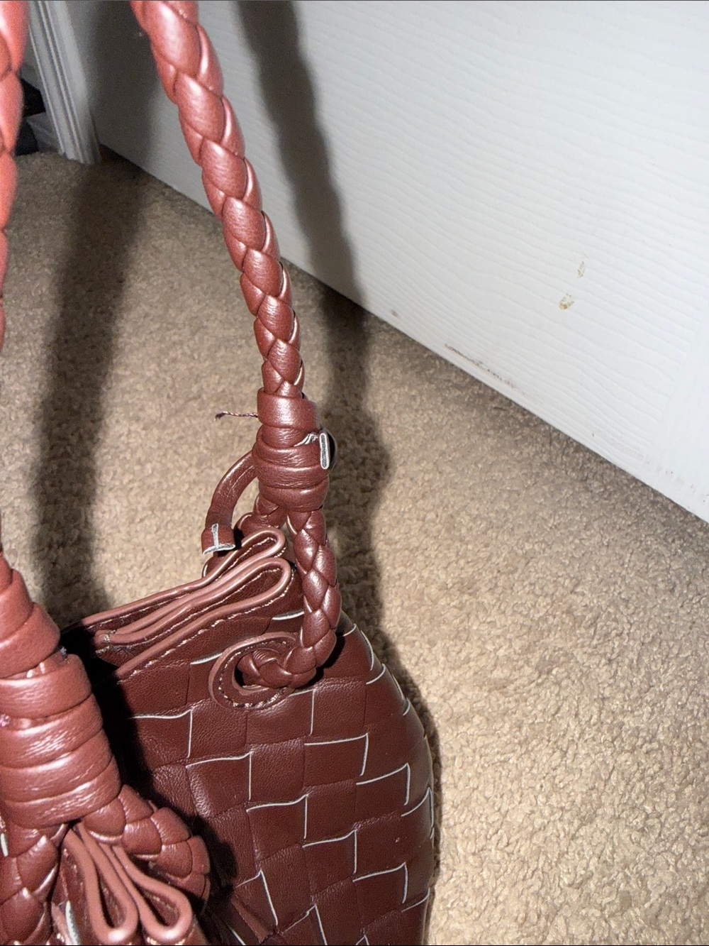 Bottega Veneta Woven Shoulder Bag in Deep Wine with Gold Accent - Picture 5 of 8
